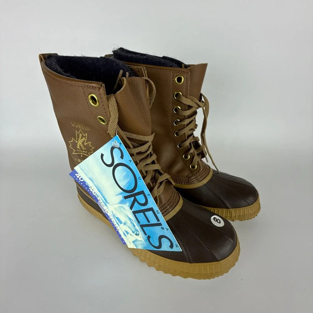 Vintage Sorel Kaufman Winter Snow Boots Mens Size 8 Cheyenne Brown New Insulated